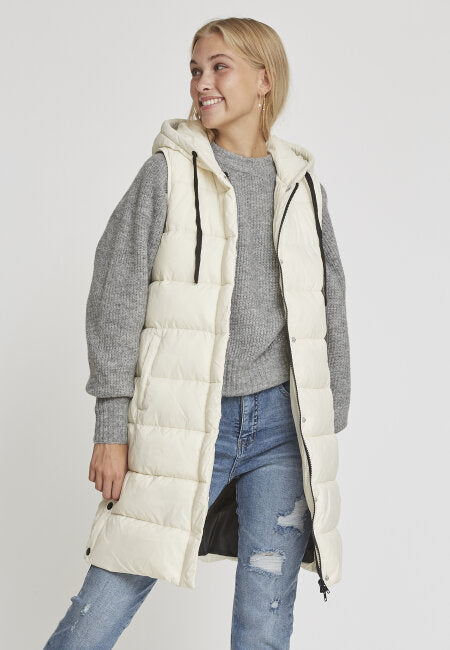 Knee long puff coat with hood