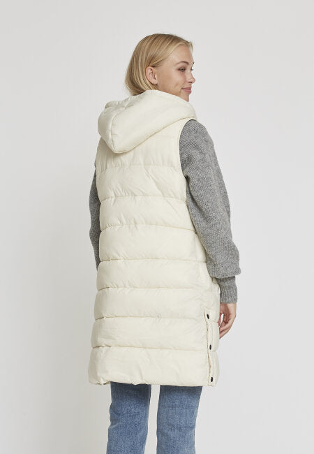 Knee long puff coat with hood