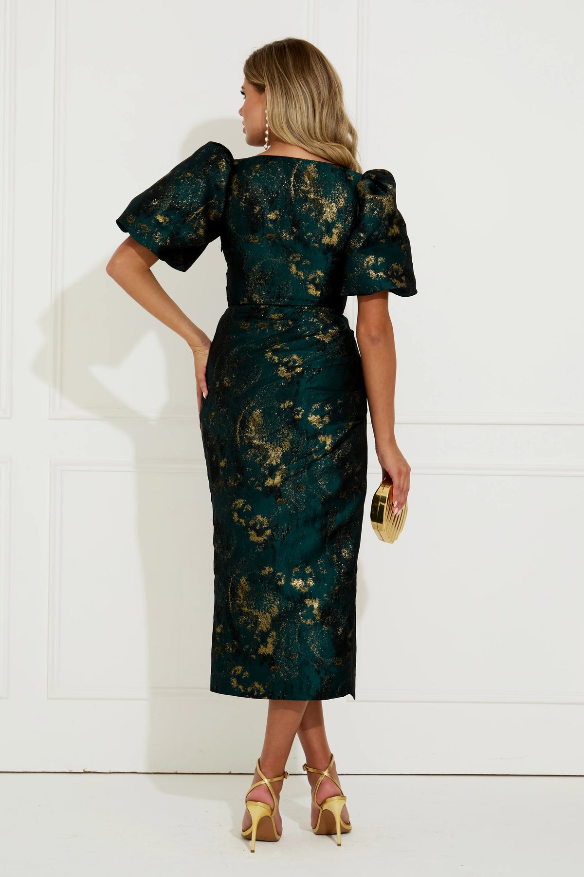 Camellia sweetheart metallic dress