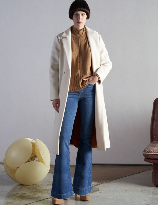 Pia B Concept Cream belted coat