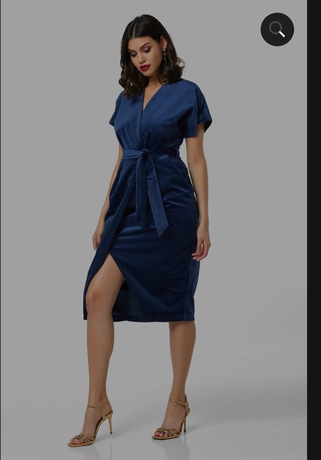 French Navy velvet wrap dress