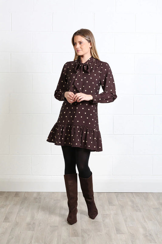 Rant & Rave Annabelle Dress Brown Dot