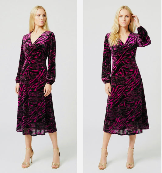Allison Fuschia Black stripe dress