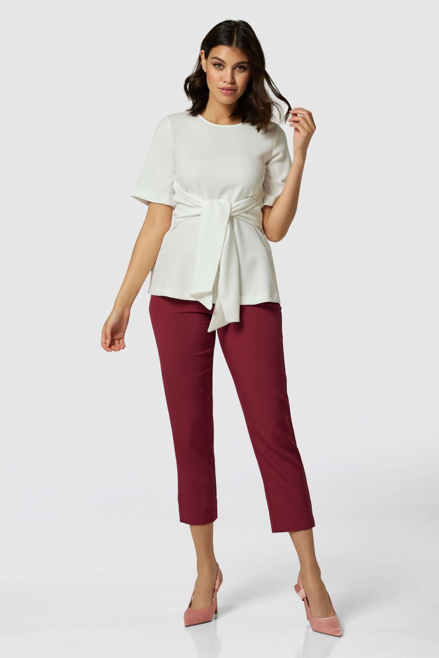 Short sleeve top white top with tie