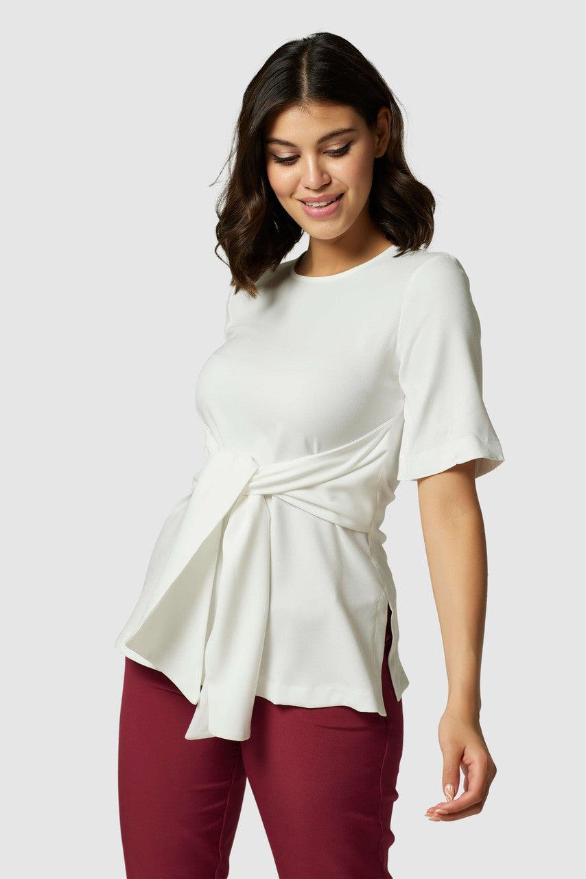 Short sleeve top white top with tie