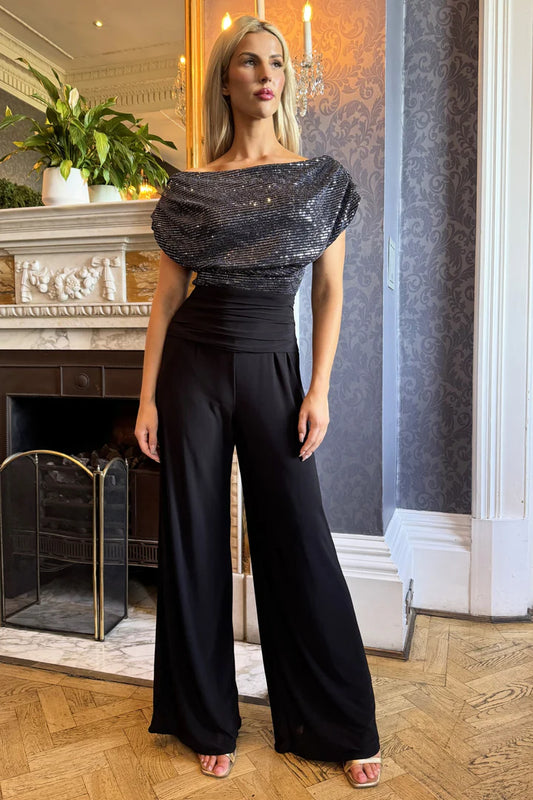 Carbon jumpsuit in gunmetal