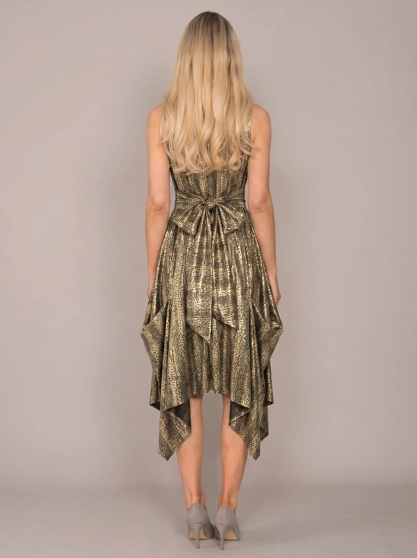 Jolaby wrap rouched gold dress