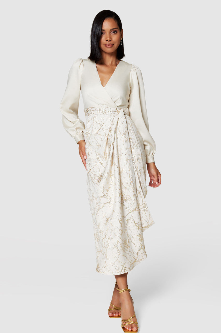 Closet Cream pencil wrap dress HOUSE OF LOGO Closet Cream pencil wrap dress HOUSE OF LOGO