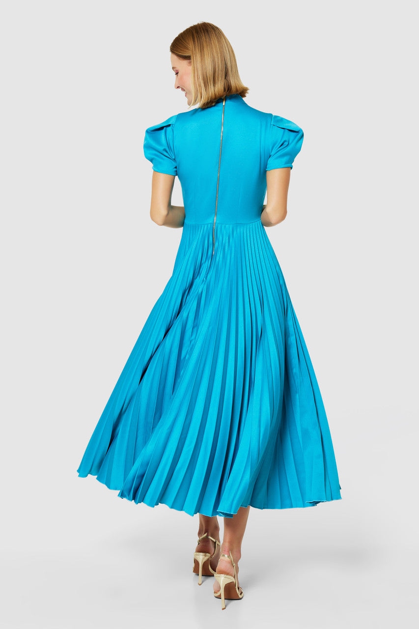 CLOSET LONDON TURQUOISE PLEATED DRESS