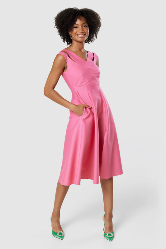 CLOSET LONDON PINK A-LINE MIDI DRESS
