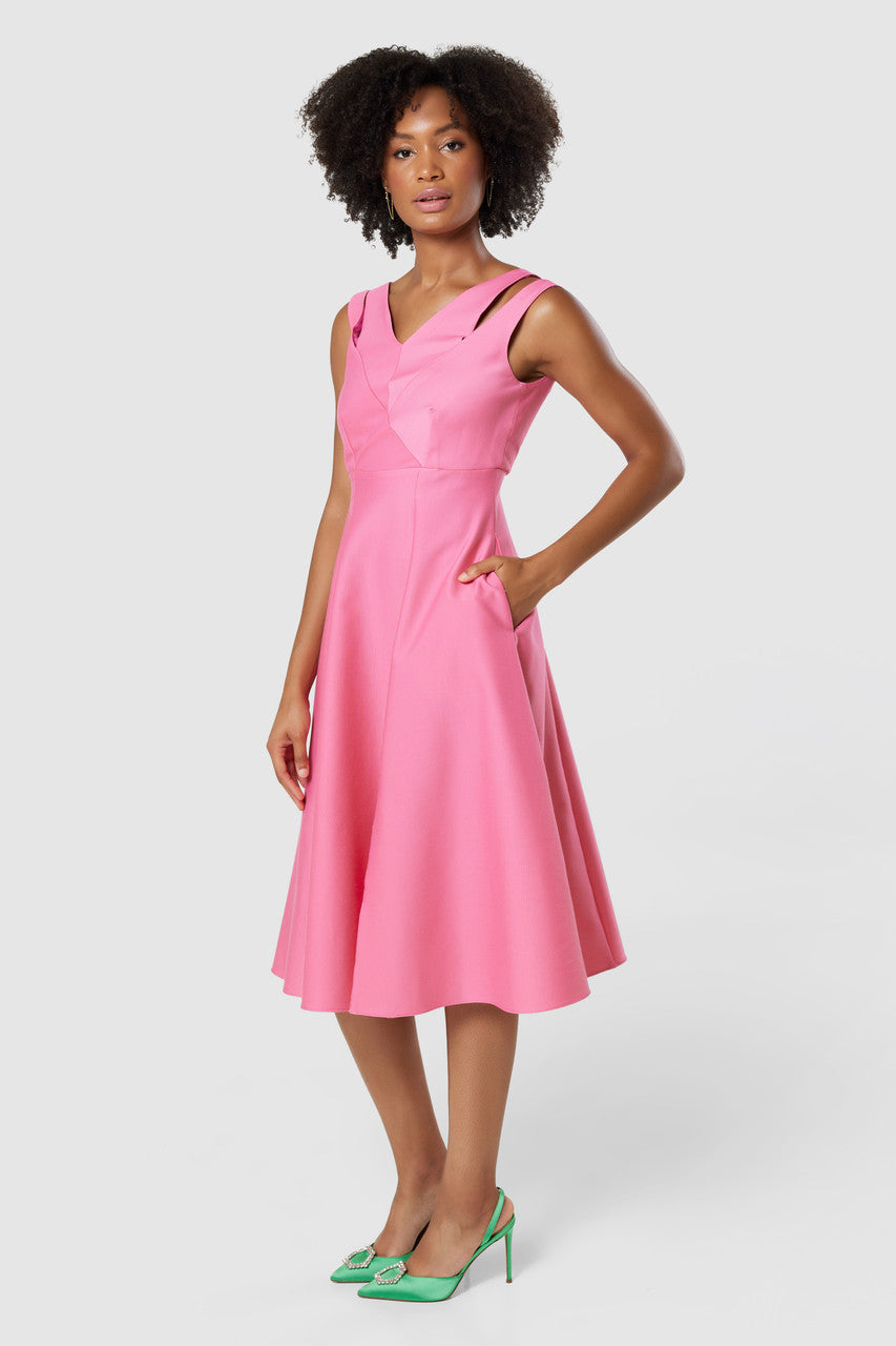 CLOSET LONDON PINK A-LINE MIDI DRESS