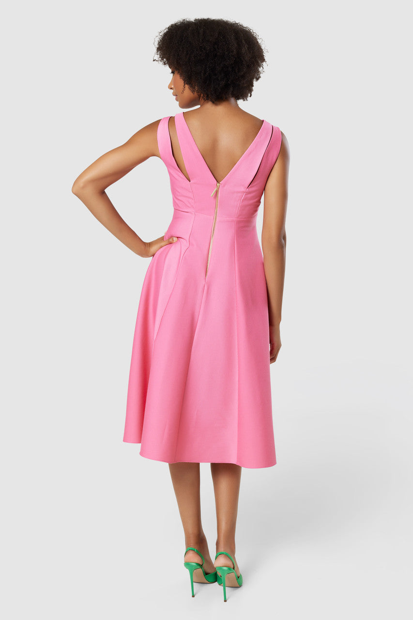 CLOSET LONDON PINK A-LINE MIDI DRESS