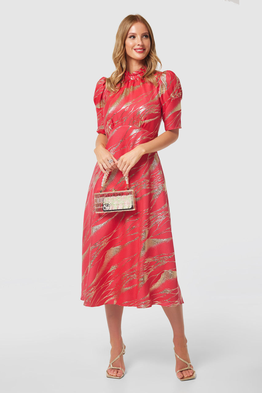 CLOSET LONDON RED TIE BACK A-LINE DRESS