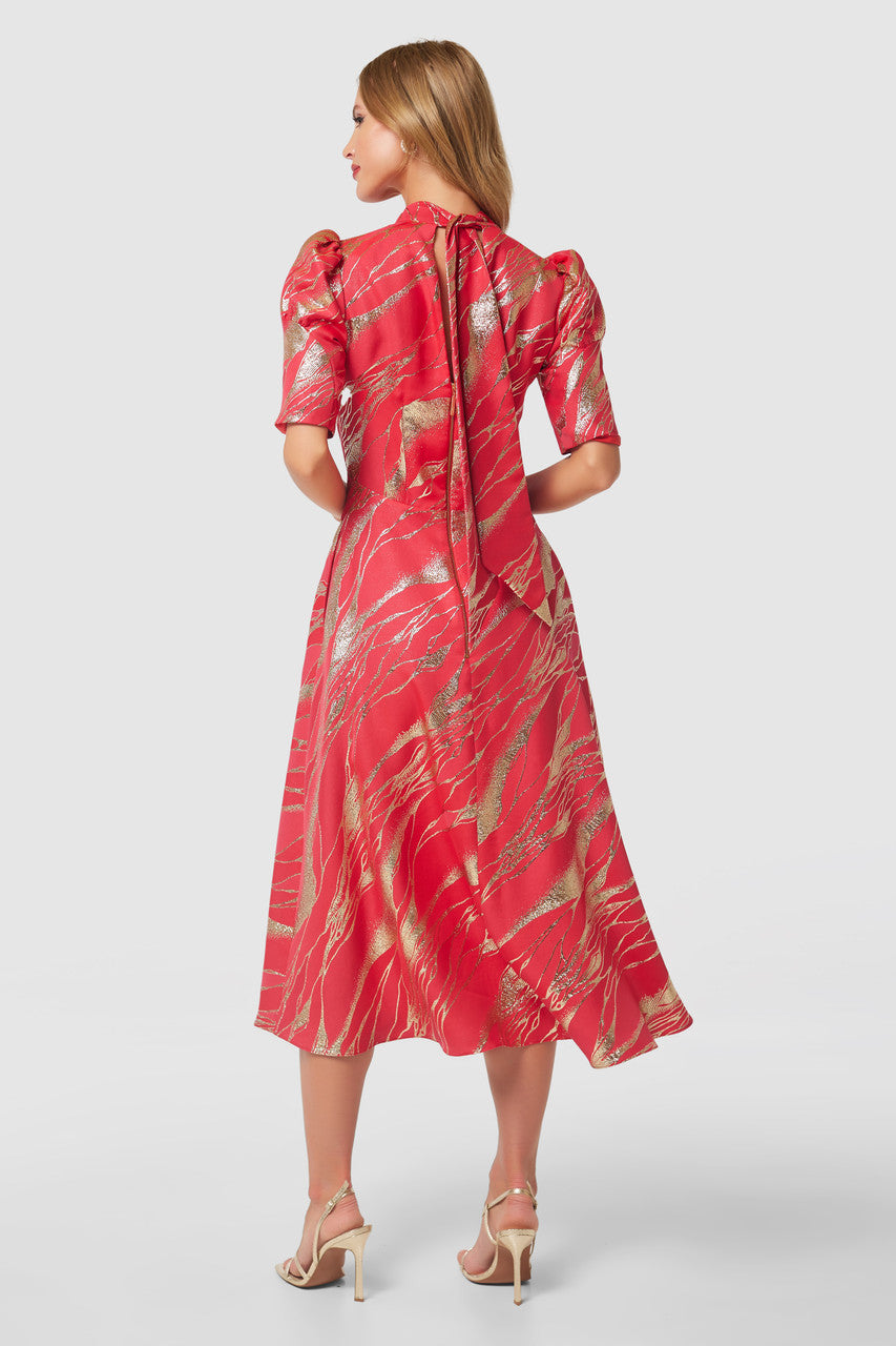 CLOSET LONDON RED TIE BACK A-LINE DRESS