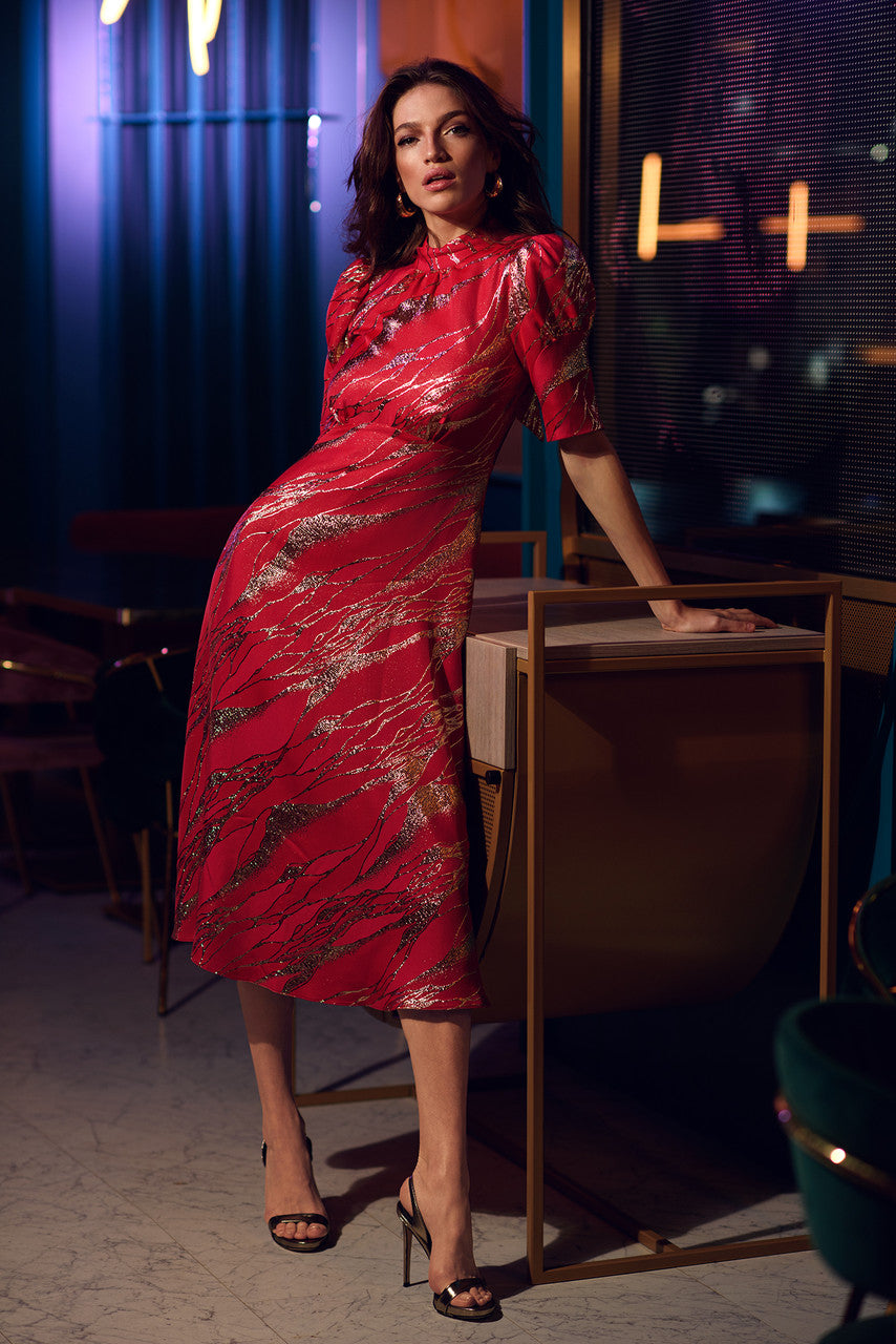 CLOSET LONDON RED TIE BACK A-LINE DRESS