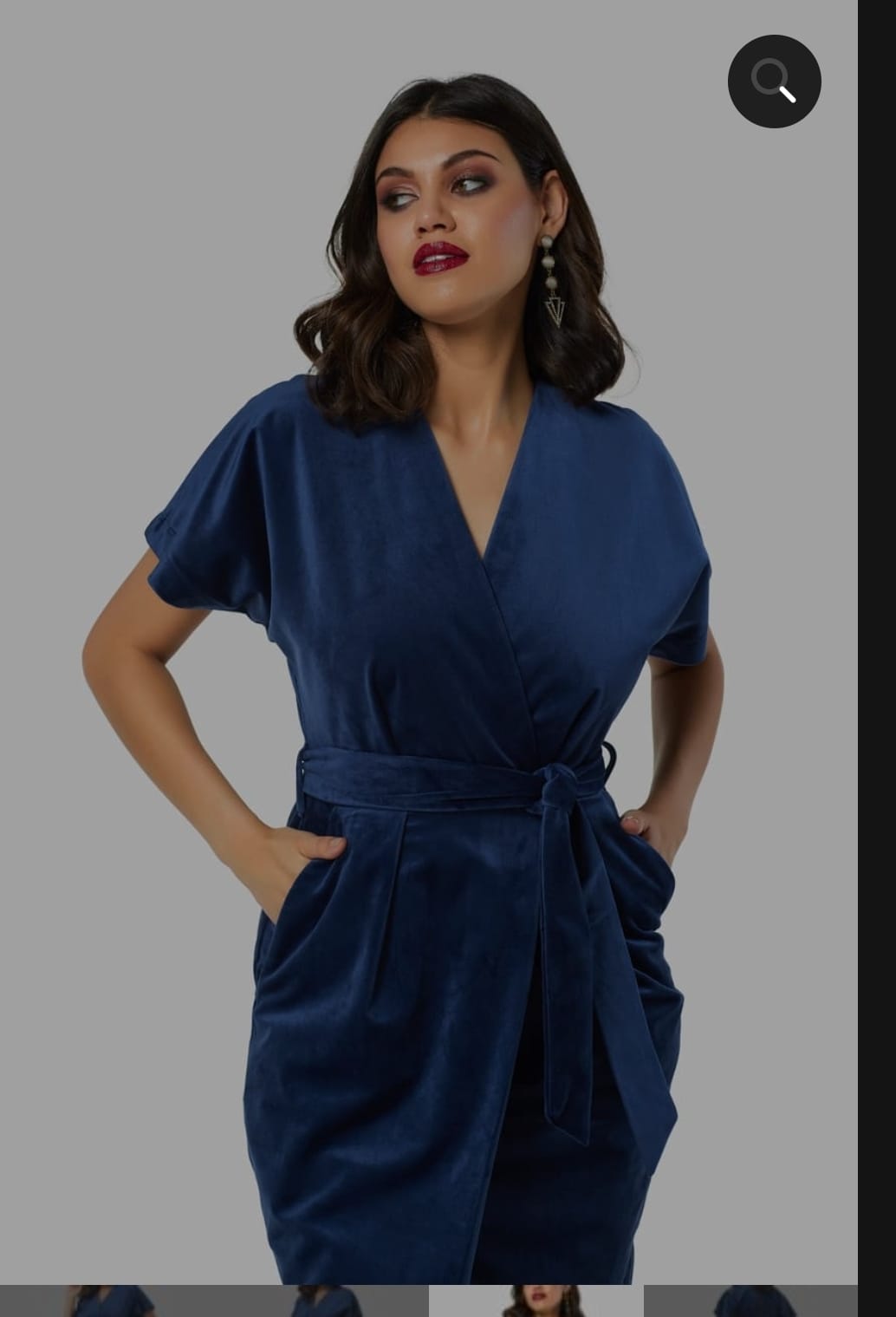 French Navy velvet wrap dress