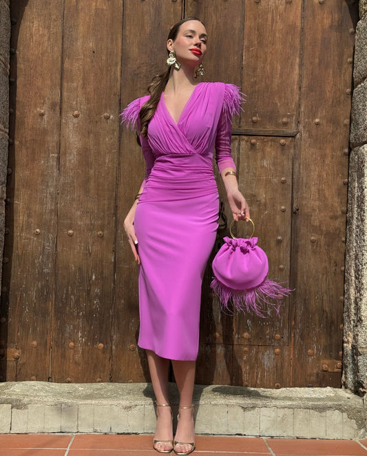Lilac sheer rouched dress