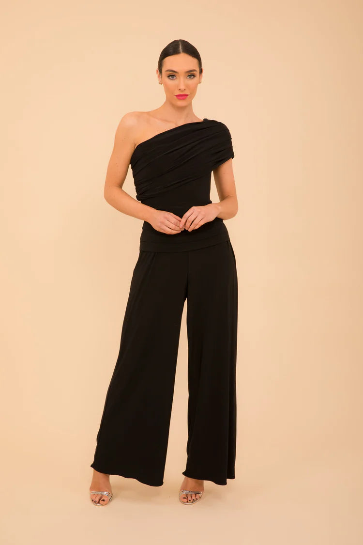 ATOM LABEL rhodium jumpsuit in black sparkle