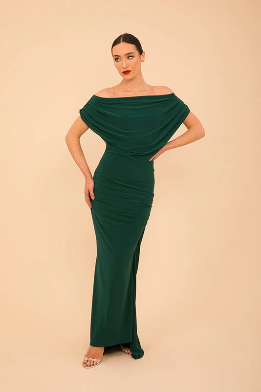 Atom bardot forest green gown dress