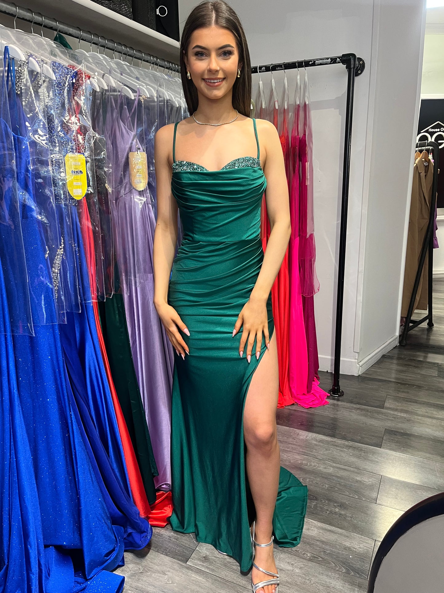 CANNOT BE PURCHASED ONLINE -INSTORE ONLY EMERALD GREEN CORSET DEBS/TY BALLGOWN