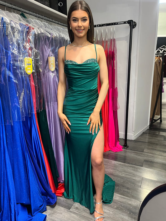 CANNOT BE PURCHASED ONLINE -INSTORE ONLY EMERALD GREEN CORSET DEBS/TY BALLGOWN