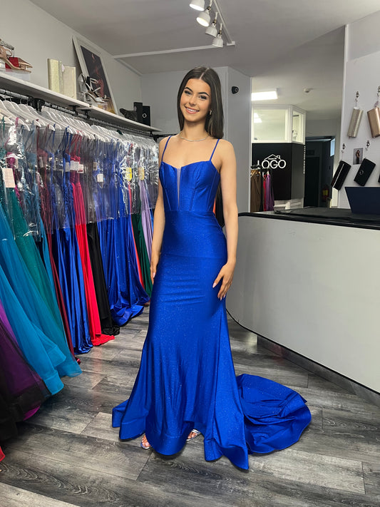 CANNOT BE PURCHASED ONLINE -INSTORE ONLY COLBALT BLUE FISH TAIL DEBS/ TY BALLGOWN DRESS