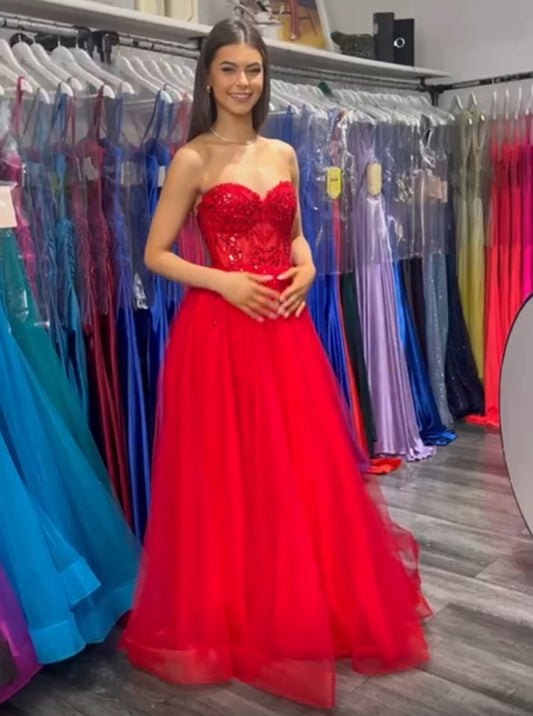 CANNOT BE PURCHASED ONLINE -INSTORE ONLY RED PRINCESS TULLE DEBS/TY DRESS