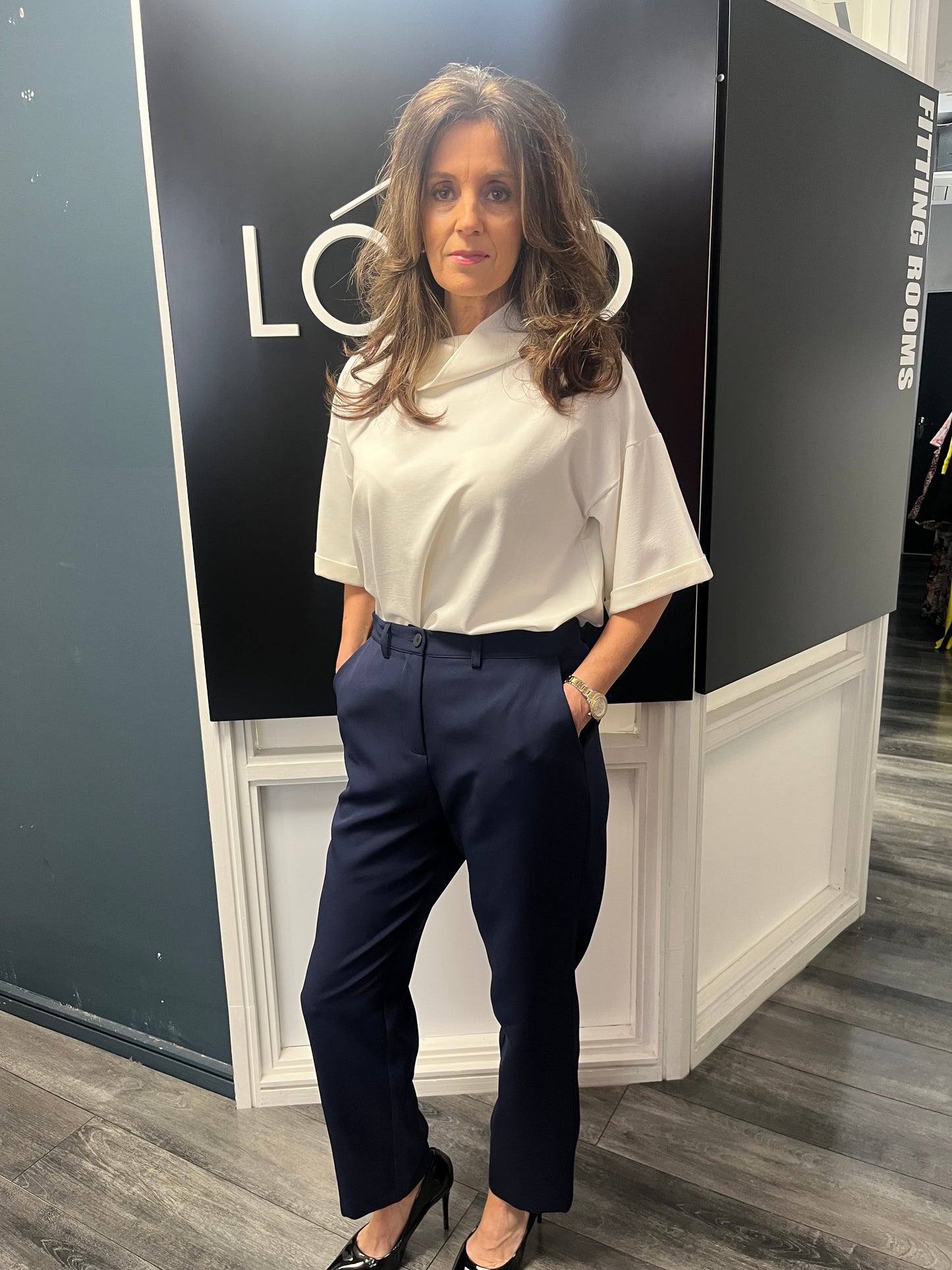 Lokita cream cowl neck top