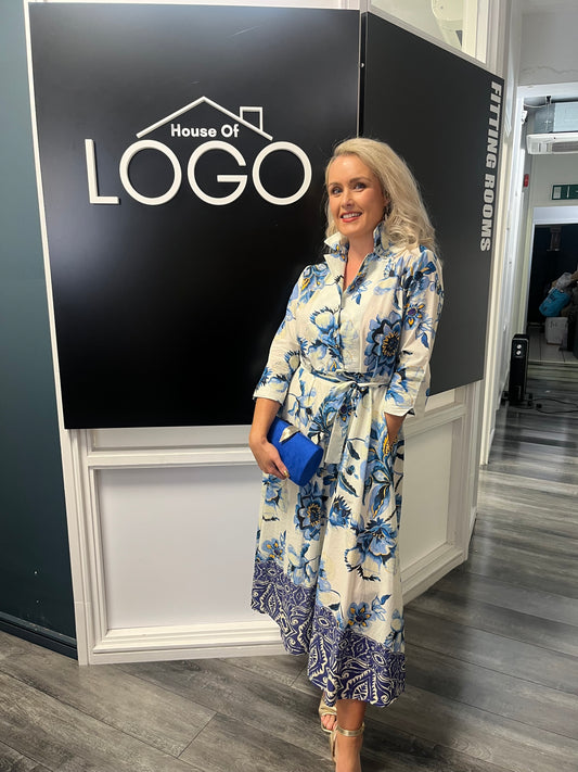 Lokita italian floral print shirt dress