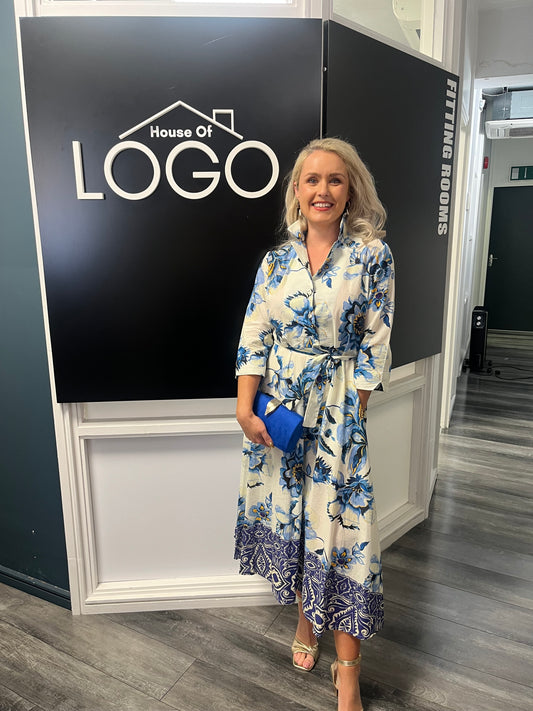 Lokita italian floral print shirt dress