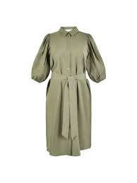 KHAKI GREEN BELTED DRESS