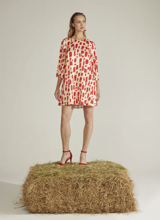 Le Sarte Del Sol italia Red And Cream Shift Dress