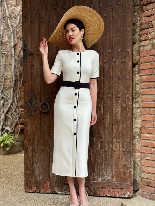 Black and white button down dress