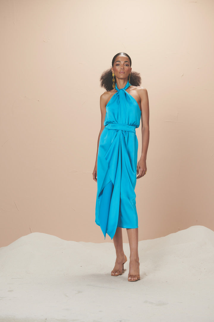 Pia B turquoise midi dress