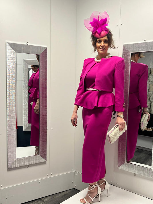 Pink Peplum dress with jacket