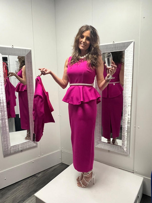 Pink Peplum dress with jacket