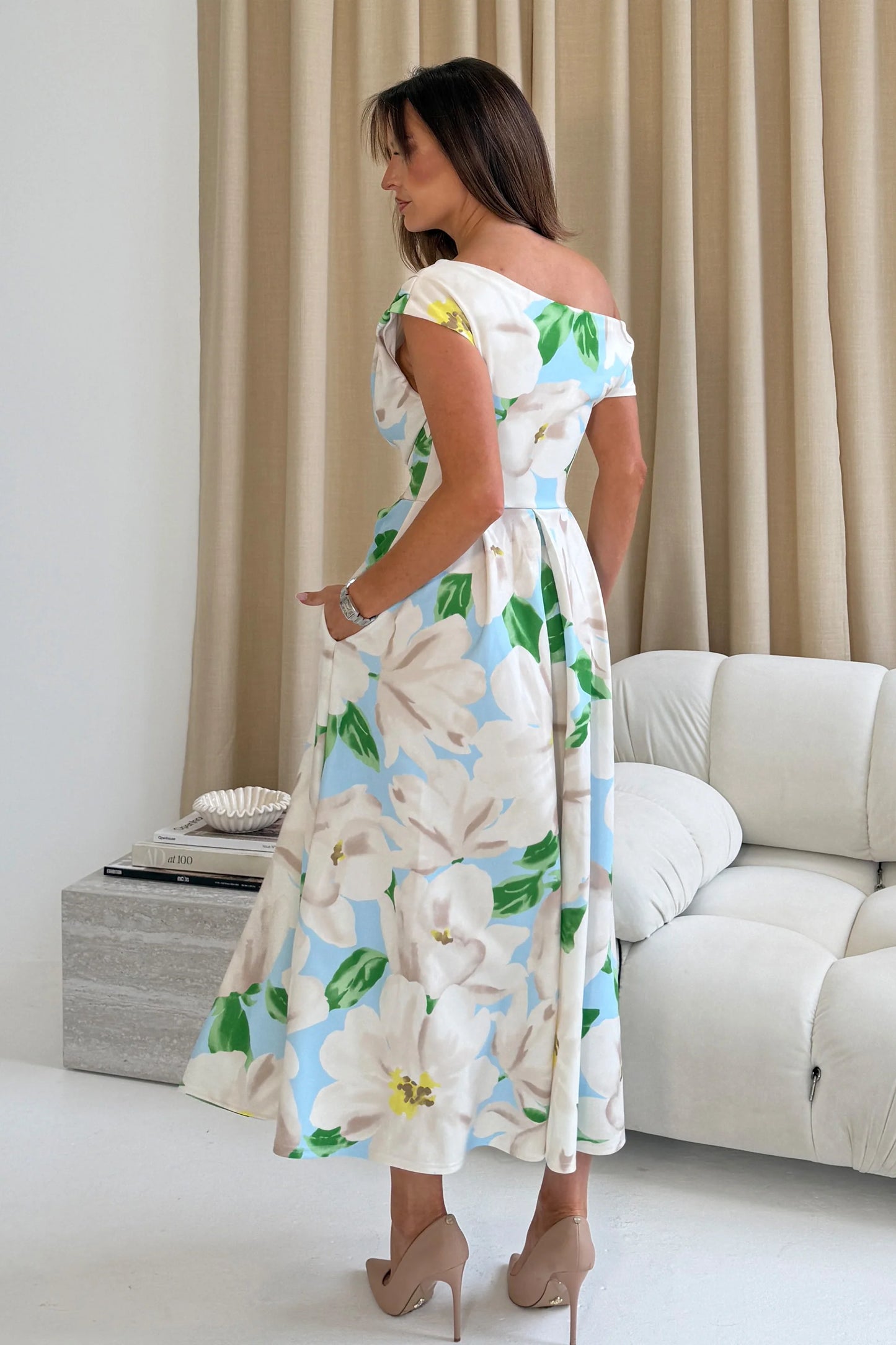 Betty asymmentrical floral print midi