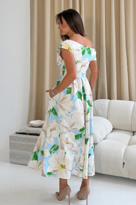Betty asymmentrical floral print midi