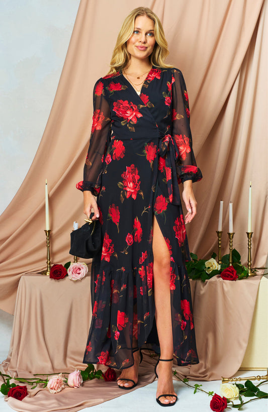 Hope and Ivy : The Camilla red pattern dress