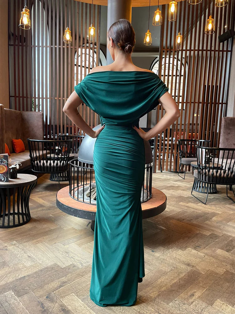 Atom bardot forest green gown dress