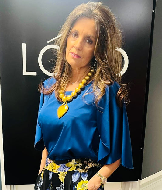 Lokita blue silk top