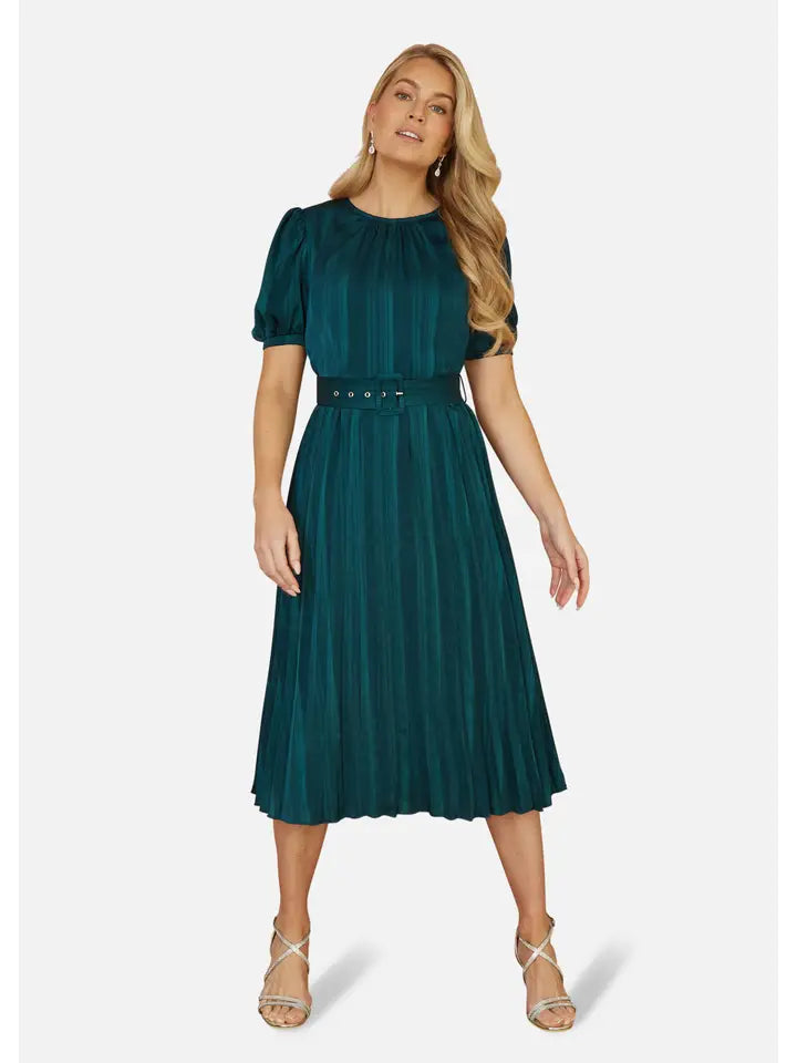 Yumi Green Satin Striped Midi Dress – HOUSE OF LOGO