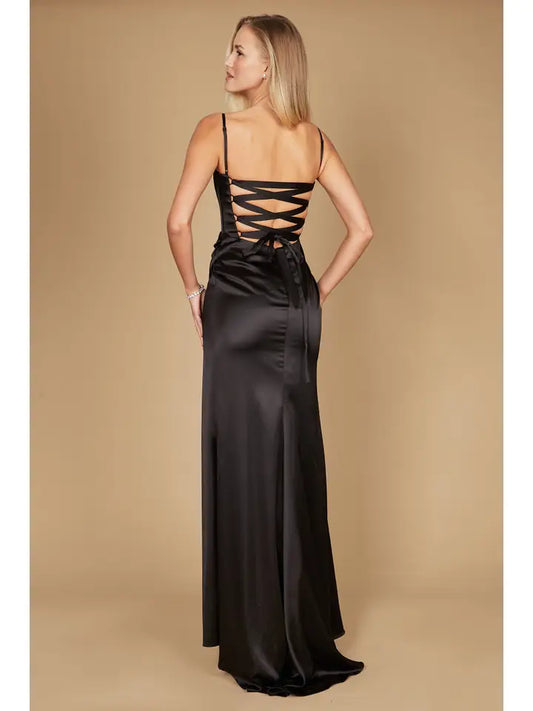 CANNOT BE PURCHASED ONLINE -INSTORE ONLY LONG PLUNGING BLACK SLIT DEBS/TY DRESS ONLY AVILABLE IN STORE