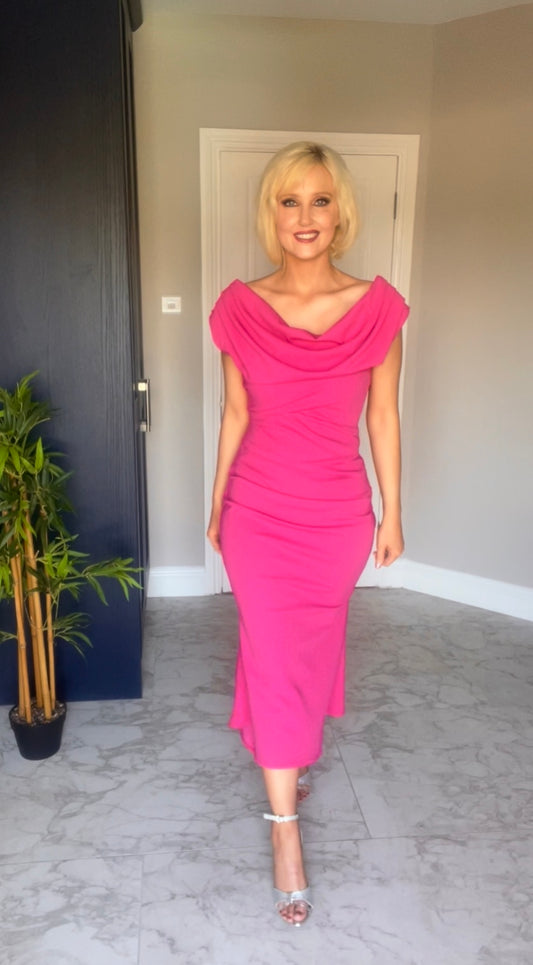 Hot pink Atom label bardot dress