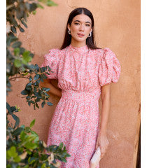 Sinitra leaves pink dress