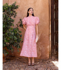 Sinitra leaves pink dress