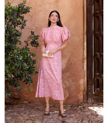 Sinitra leaves pink dress