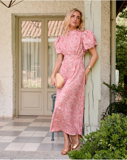 Sinitra leaves pink dress