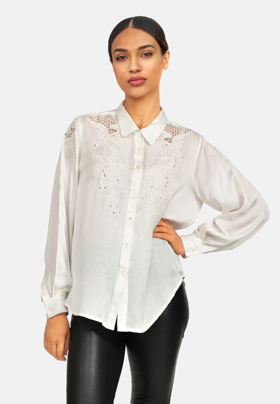 Love & Divine Cream lace embroidery blouse