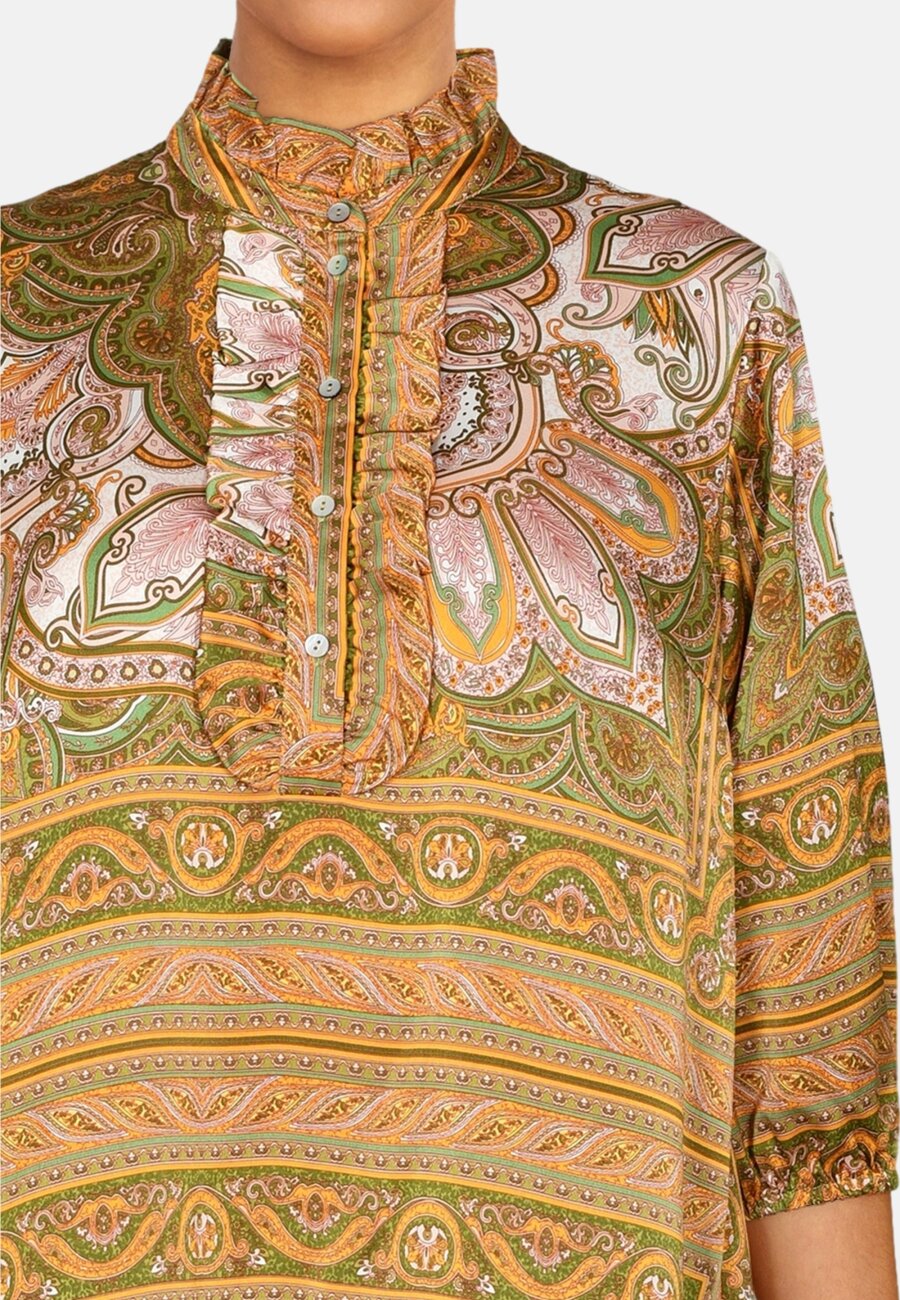 Paisley green/pink blouse